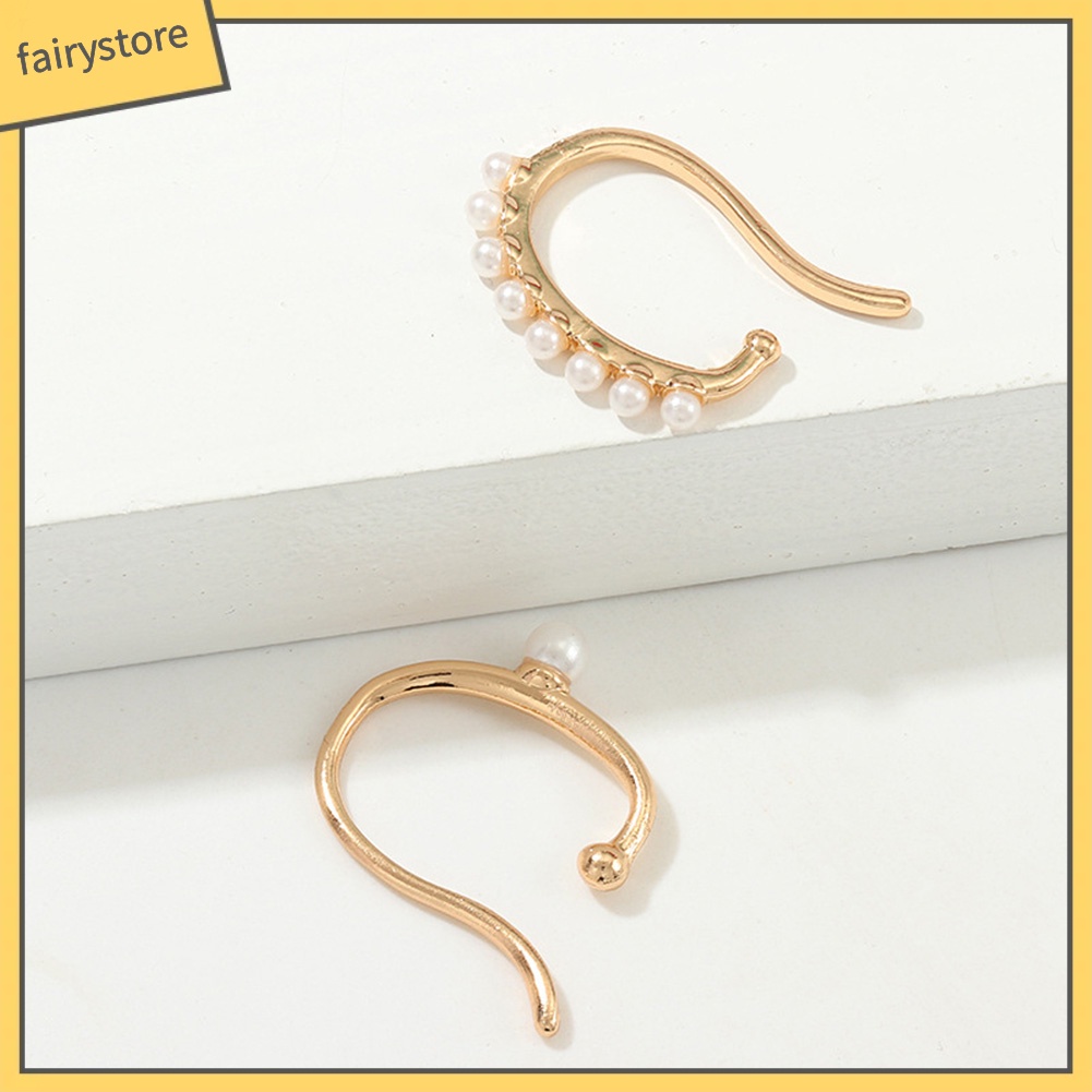 Khuyên Kẹp Vành Tai Đính Ngọc Trai Nhân Tạo Thời Trang