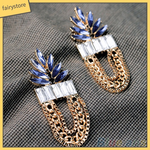 Bông Tai Tua Rua Dáng Dài Đính Đá Thời Trang Cho Nữ