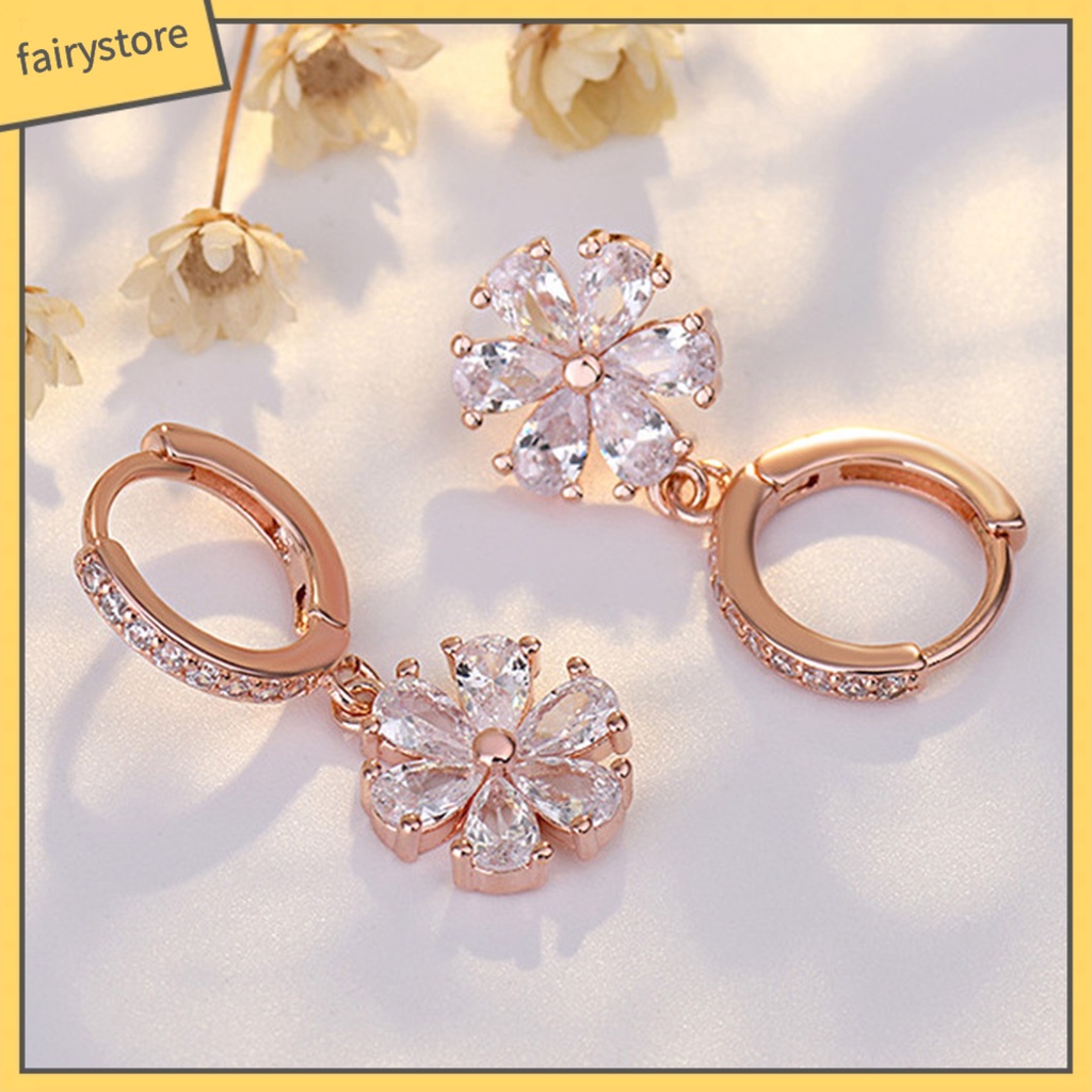 1 Đôi Bông Tai Dáng Dài Đính Đá Zircon Lấp Lánh Thời Trang Cho Nữ