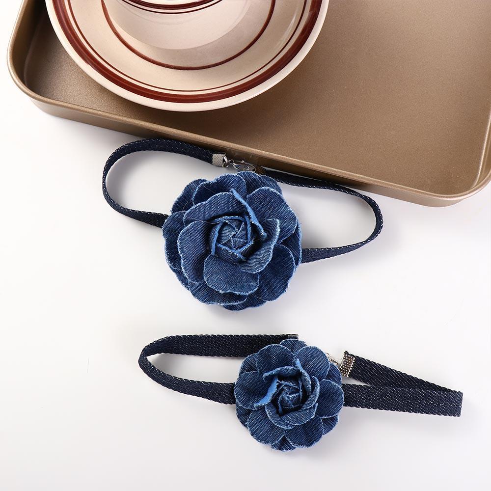 AROMA Vòng Cổ Choker Mặt Hoa Hồng Xanh Dương Thiết Kế Ngọt Ngào Hợp Thời Trang Cho Nữ