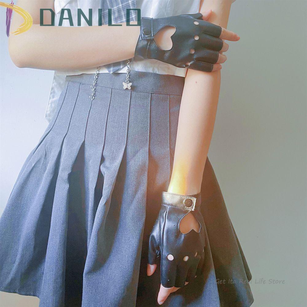 Găng Tay Hở Ngón Màu Trắng Đen Phong Cách Lolita Cho Nữ