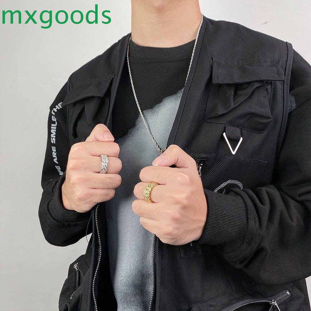 Nhẫn Dây Xích Hình Học Đơn Giản Phong Cách Punk Hip hop Cho Nam|Nhẫn Kim Loại Thời Trang Cá Tính Cho Nam