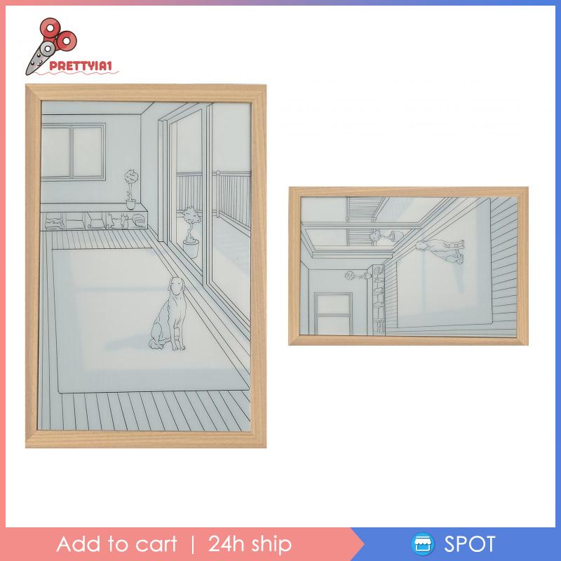 [Prettyia1] Tranh Vẽ Trang Trí Khung Gỗ Có Đèn Và Bóng