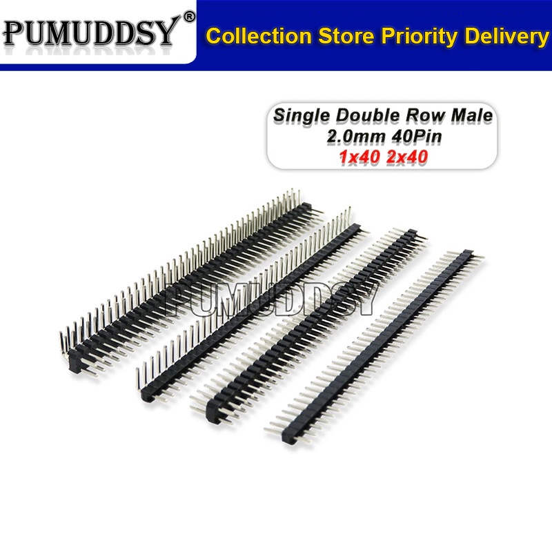 Set 10 Đầu Nối 40 Pin 1x40 2x40 2.0 2.0 Chuyên Dụng Cho Arduino Màu Đen 2.0MM 90 Độ