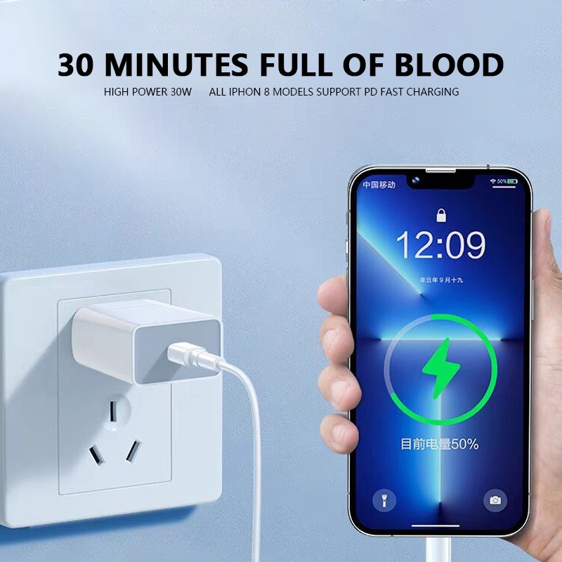Củ Sạc Nhanh 30W Cổng USB Type C Cho iPhone 14 13 12 11 Pro Max SE Mini X XS XR 7 8 Plus