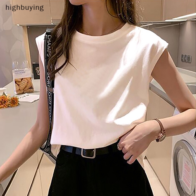 Áo Thun Sát Nách Cổ Tròn Dáng Rộng Màu Trơn Thời Trang Cho Nữ