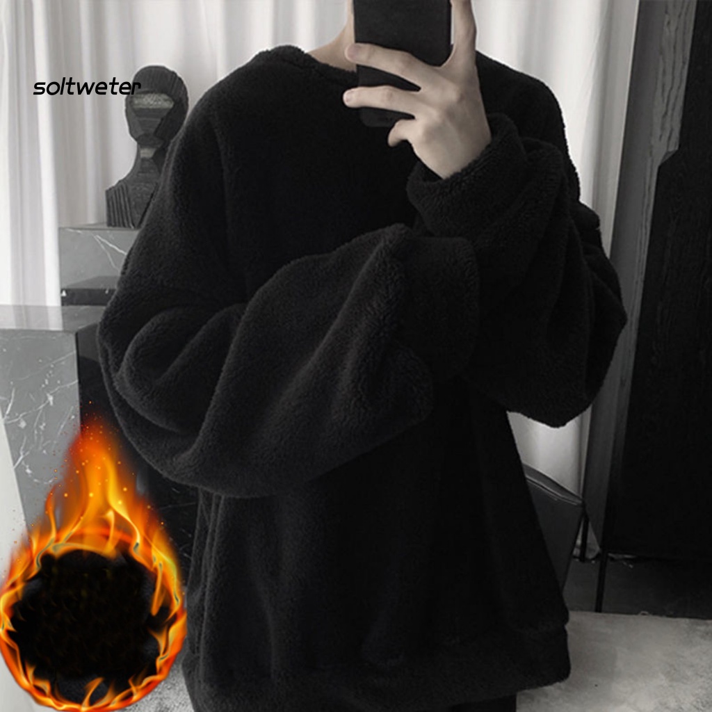 Áo Nỉ Cổ Tròn Dáng Rộng Màu Sắc Ấm Áp Thời Trang Mùa Đông Cho Nam