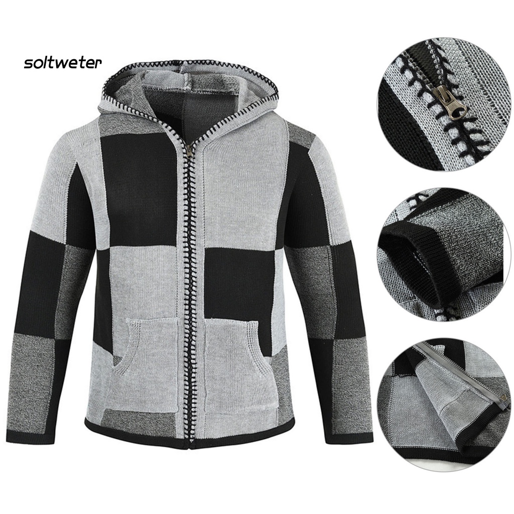 St Áo Khoác Dệt Kim Có Mũ Trùm Khóa Kéo Thời Trang Mùa Xuân Cho Nam Mặc Hàng