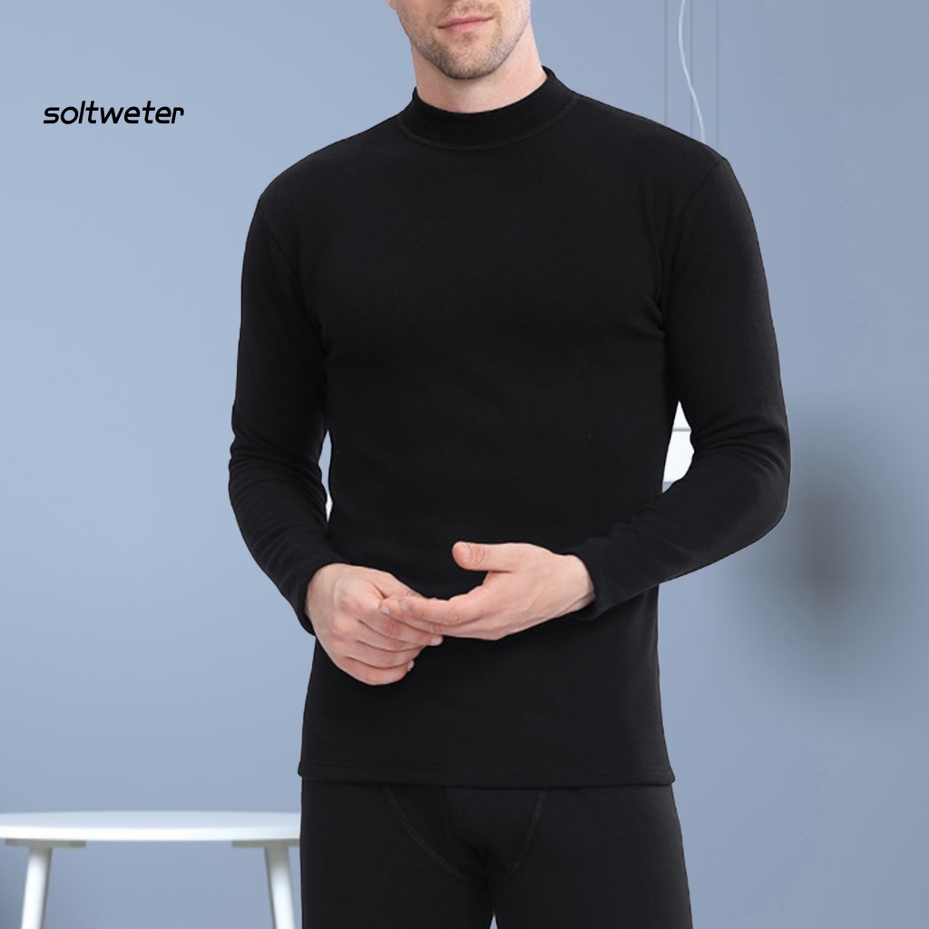 Bộ Đồ Lót 2 Món Bằng Vải Bông Dày Tay Dài Cổ Cao Giữ Ấm Thoải Mái Cho Nam