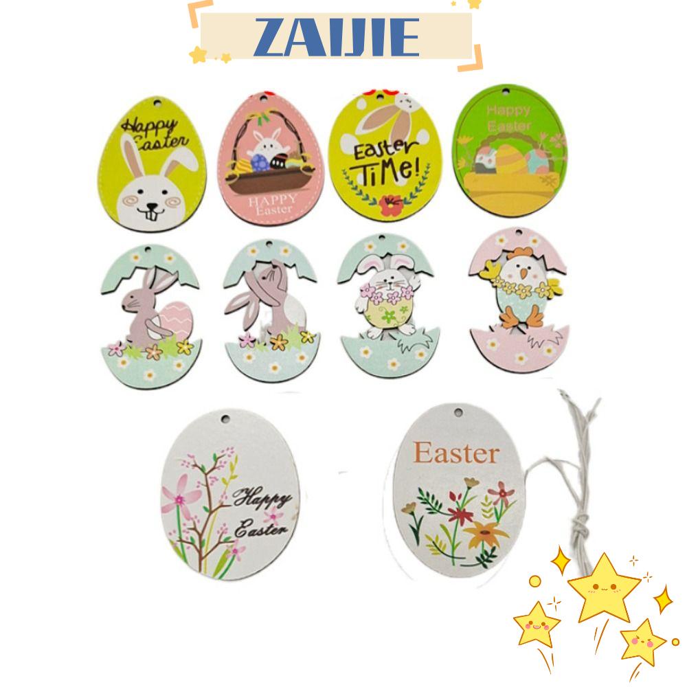 Set 24 / 10 Mặt Gỗ Hình Thỏ / Trứng Phục Sinh Trang Trí Tiệc Tùng