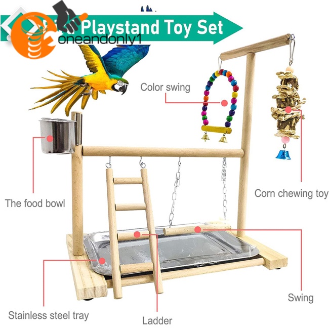 Thang Leo Bằng Gỗ Kèm Chuông Dùng Huấn Luyện Chim Vẹt Đứng