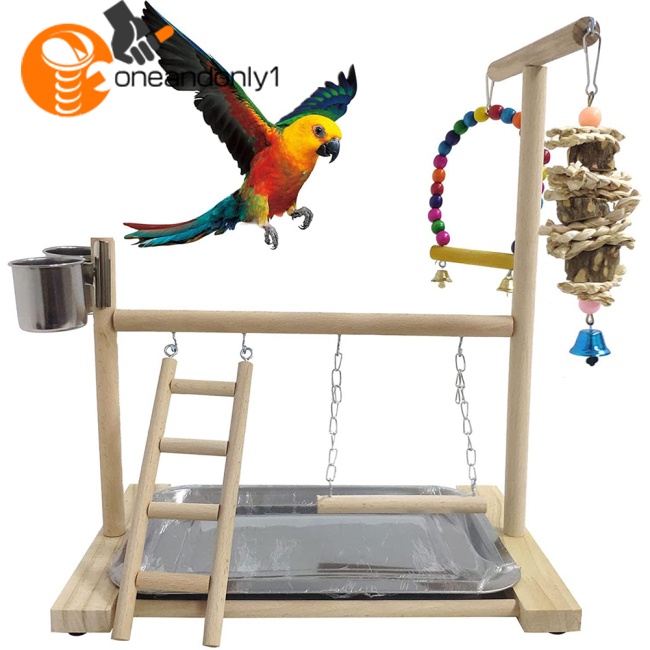 Thang Leo Bằng Gỗ Kèm Chuông Dùng Huấn Luyện Chim Vẹt Đứng