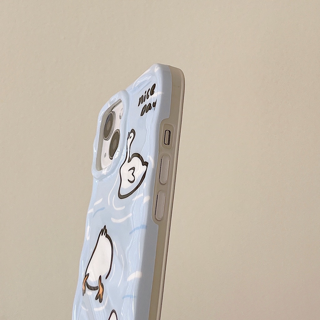 Ốp Điện Thoại Nhựa PC Cứng Hình Vịt Lặn Biển Màu Trong Suốt Gắn Giá Đỡ iPhone 11 13 12 14 Pro Max