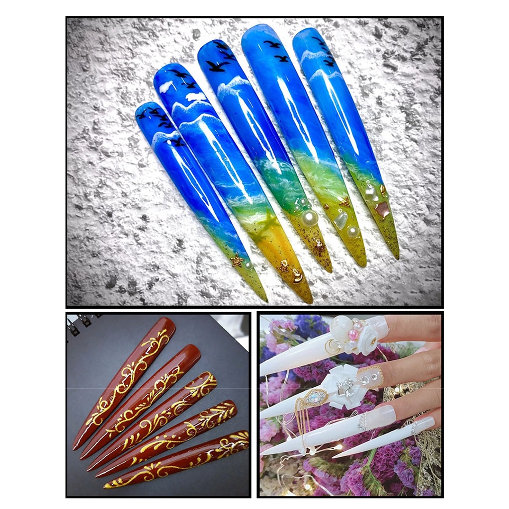 Bộ 10 Móng Tay Giả Hình Chữ V Siêu Dài Dùng Cho Salon Làm Móng DIY