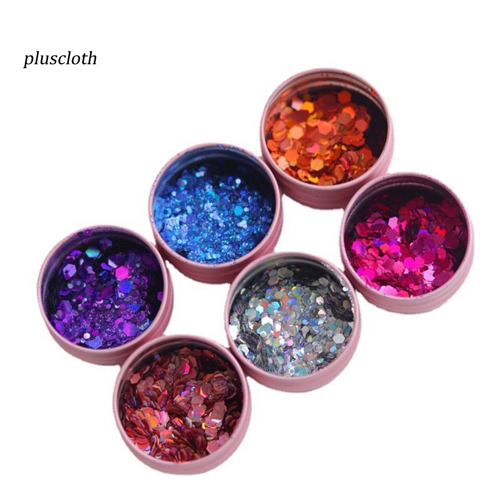 &lt; Pluscloth &gt; Hộp Sequin Lục Giác Siêu Mỏng Lấp Lánh Trang Trí Móng Nghệ Thuật