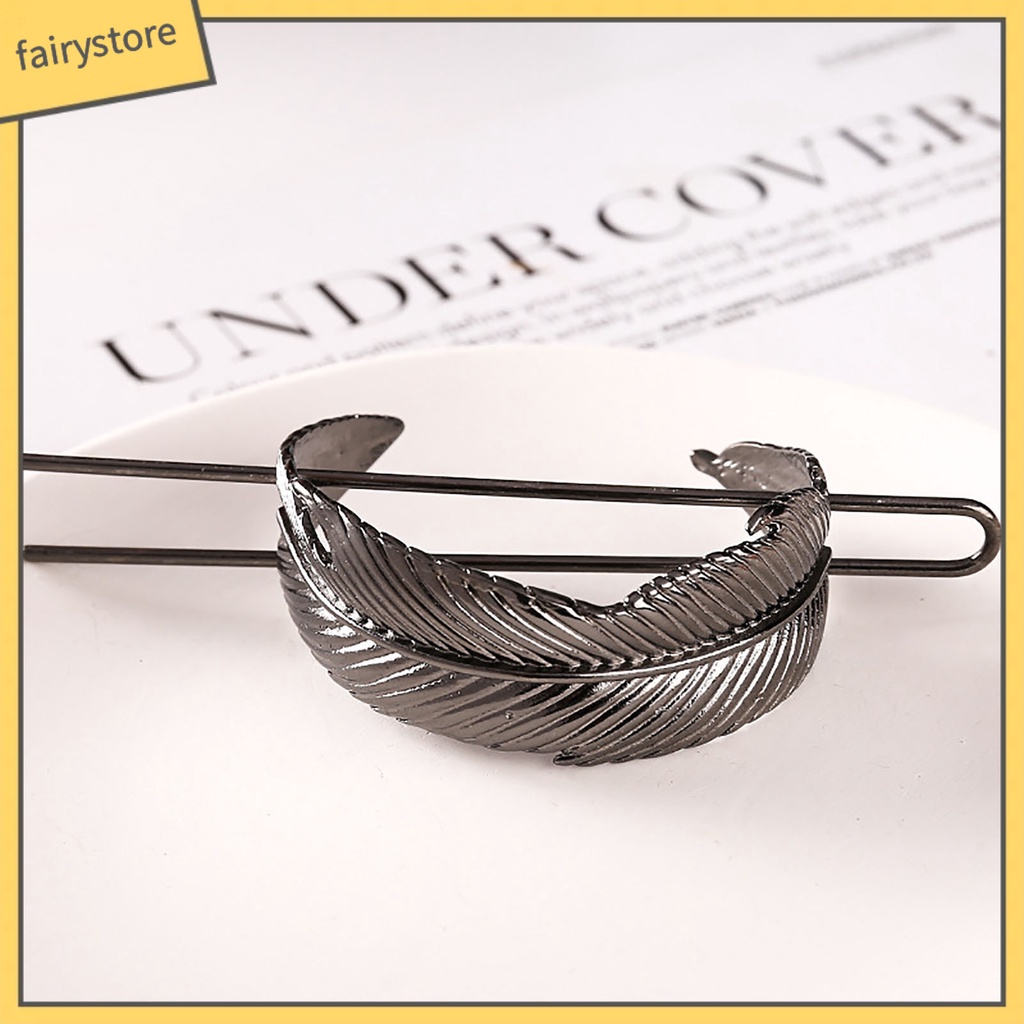 Kẹp Tóc Hình Lông Vũ Tròn Bằng Hợp Kim Chống Trượt