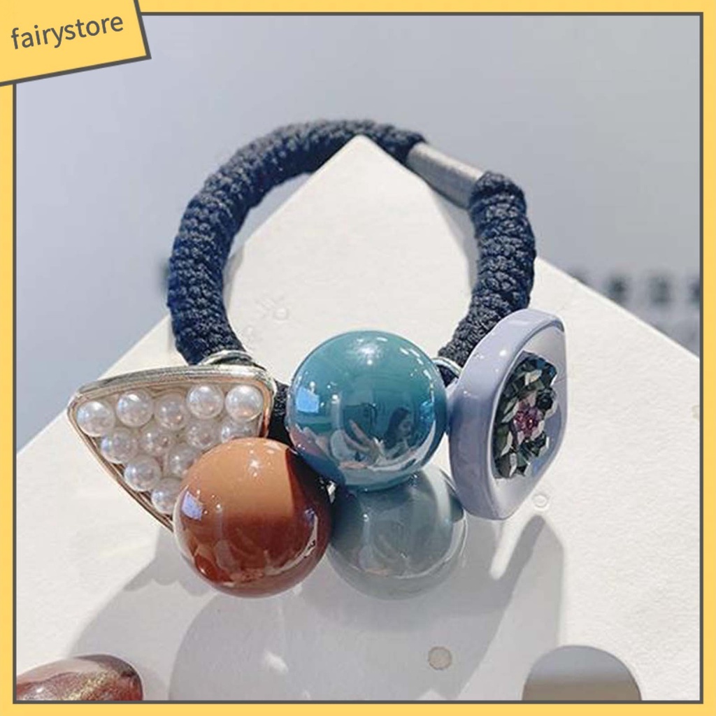 Set 4 Dây Cột Tóc Co Giãn Đính Đá Trang Trí Xinh Xắn