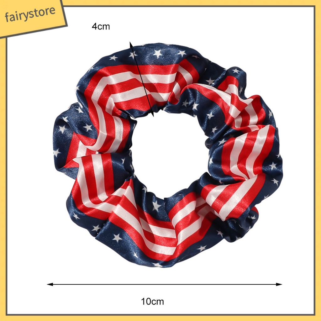 Dây Buộc Tóc Cao Su Mềm Co Giãn In Hình Lá Cờ Mỹ Có Thể Giặt Lại
