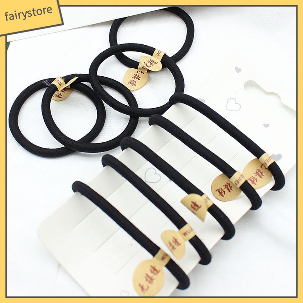 Dây Cột Tóc Màu Đen Dày Dặn Co Giãn Tốt Chống Mòn Độ Bền Cao Tiện Dụng Cho Nữ