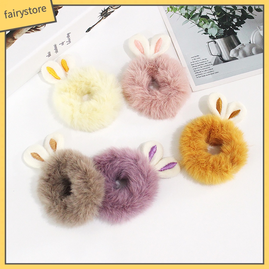 Dây Cột Tóc Tai Thỏ Màu Sắc Ngọt Ngào Thời Trang Mùa Đông Cho Nữ