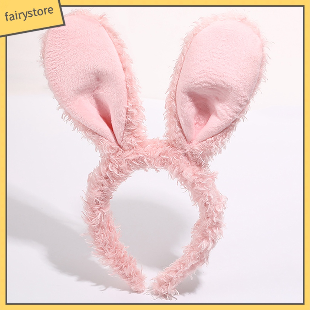 Băng Đô Cài Tóc Tai Thỏ Phủ Lông Chống Trượt Dễ Thương