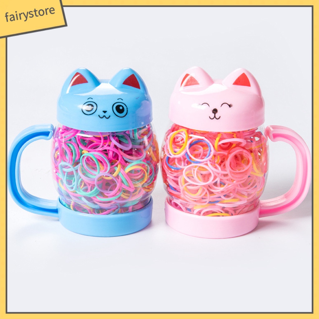 1 Bộ Dây Cao Su Buộc Tóc Đuôi Ngựa Co Giãn Màu Sáng Phong Cách Hoạt Hình Dùng Làm Giá Đỡ Chai Nước Cho Trẻ Em