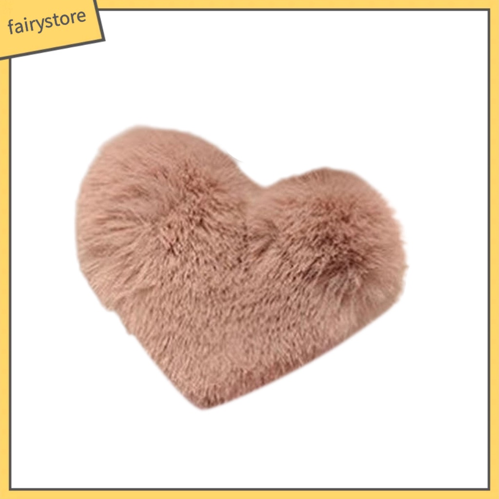 Kẹp Tóc Đính Lông Chồn Nhân Tạo Hình Trái Tim Màu Sắc Ngọt Ngào Chống Trượt Cho Bé