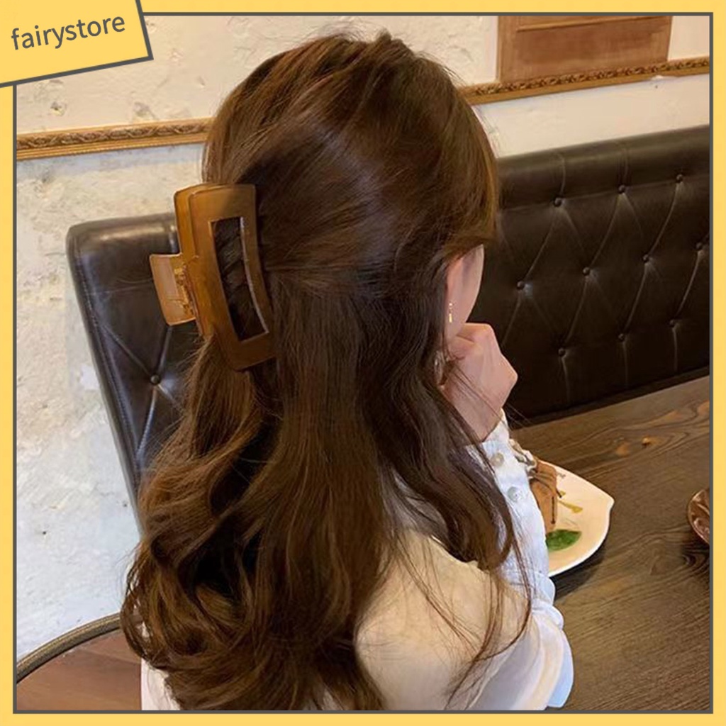 Kẹp Tóc Hình Vuông Cỡ Lớn Thiết Kế Trong Suốt Chống Trượt Tiện Dụng Cho Nữ
