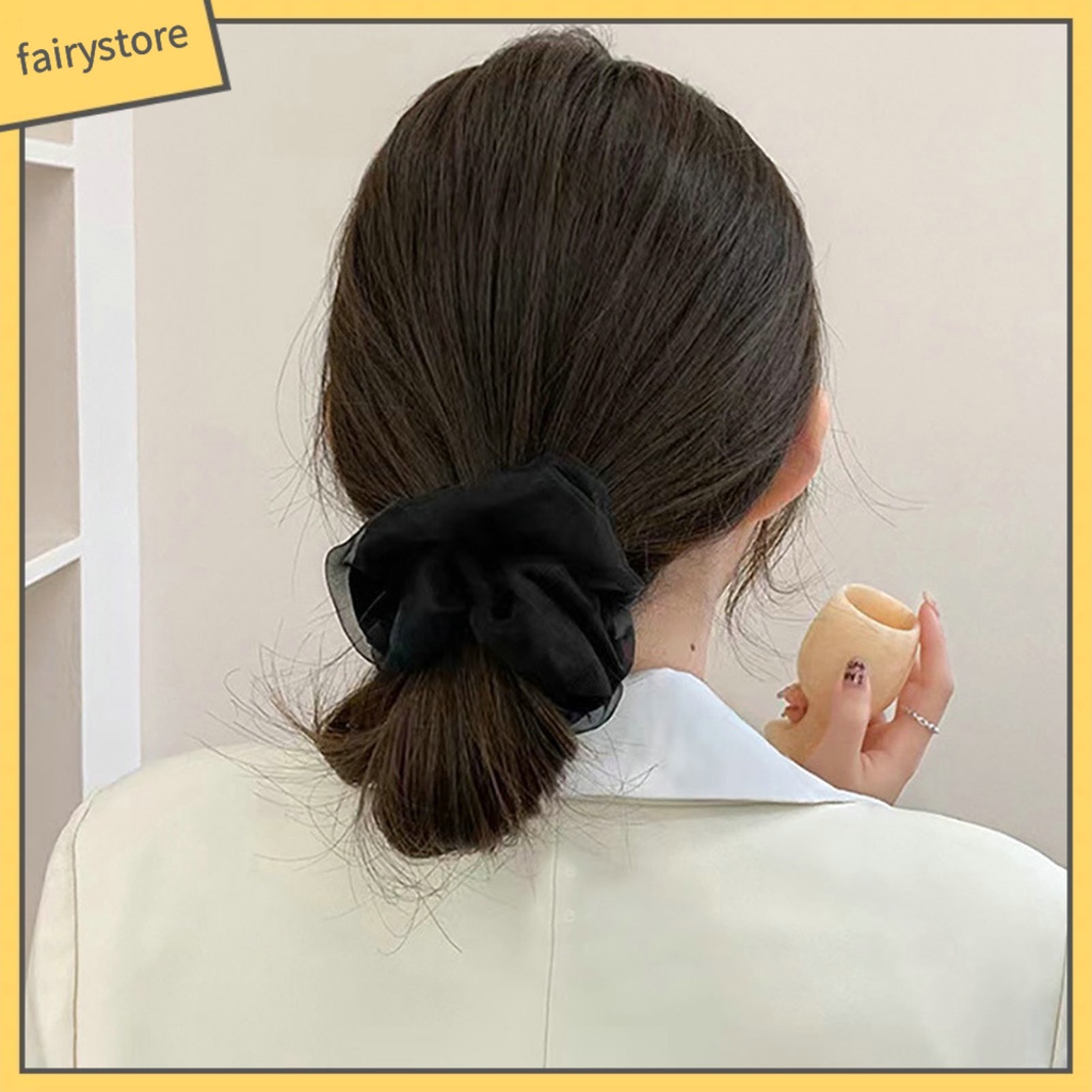 Dây Buộc Tóc Hai Lớp Mềm Mại Co Giãn Chống Rách Màu Trơn Thời Trang Cho Nữ