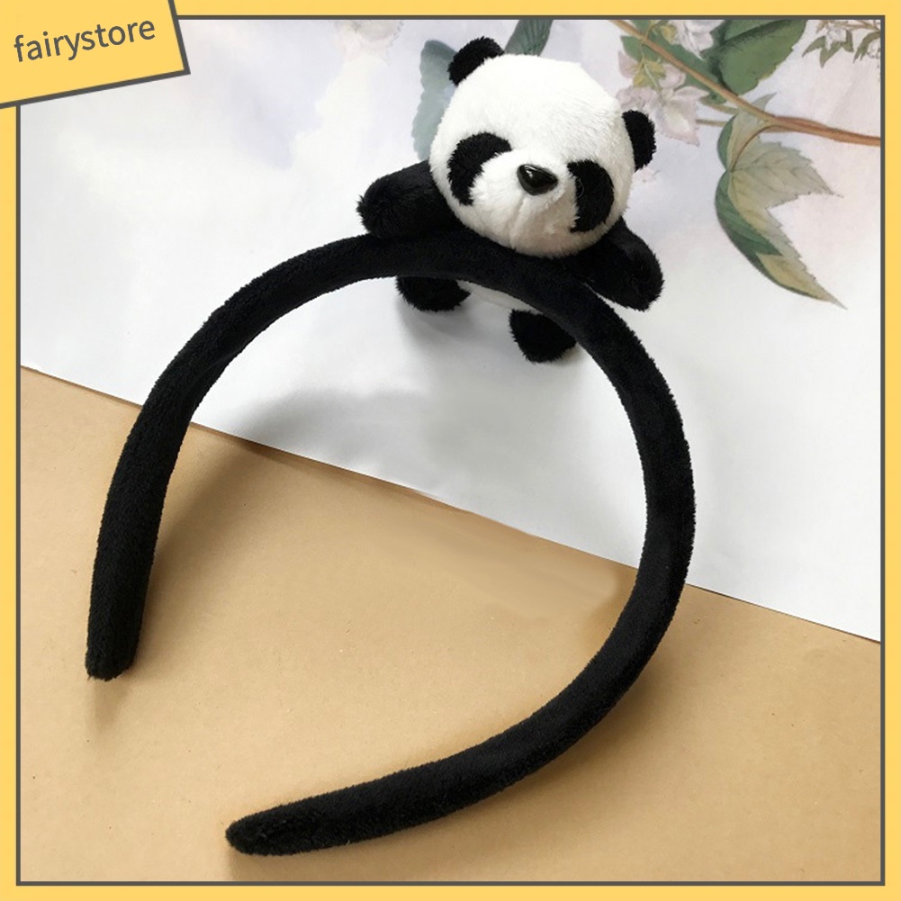 Băng Đô Cài Tóc Co Giãn Hình Gấu Trúc Hoạt Hình Đáng Yêu Cho Nữ