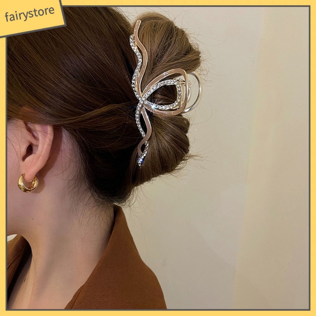 Kẹp Tóc Hình Gợn Sóng Đính Đá / Ngọc Trai Giả Chống Trượt Siêu Bền Thời Trang Cho Nữ