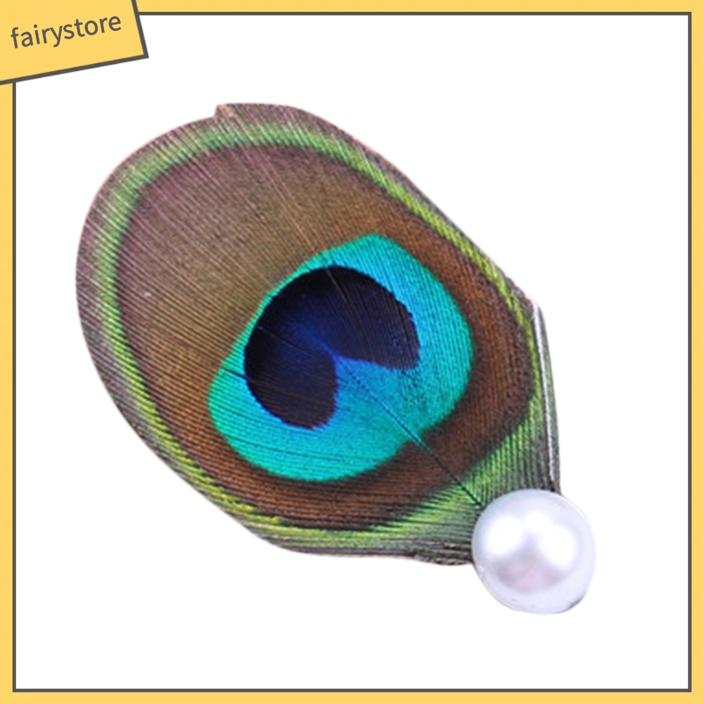 Kẹp Tóc Hình Lông Công Đính Đá Và Ngọc Trai Nhân Tạo Sang Trọng