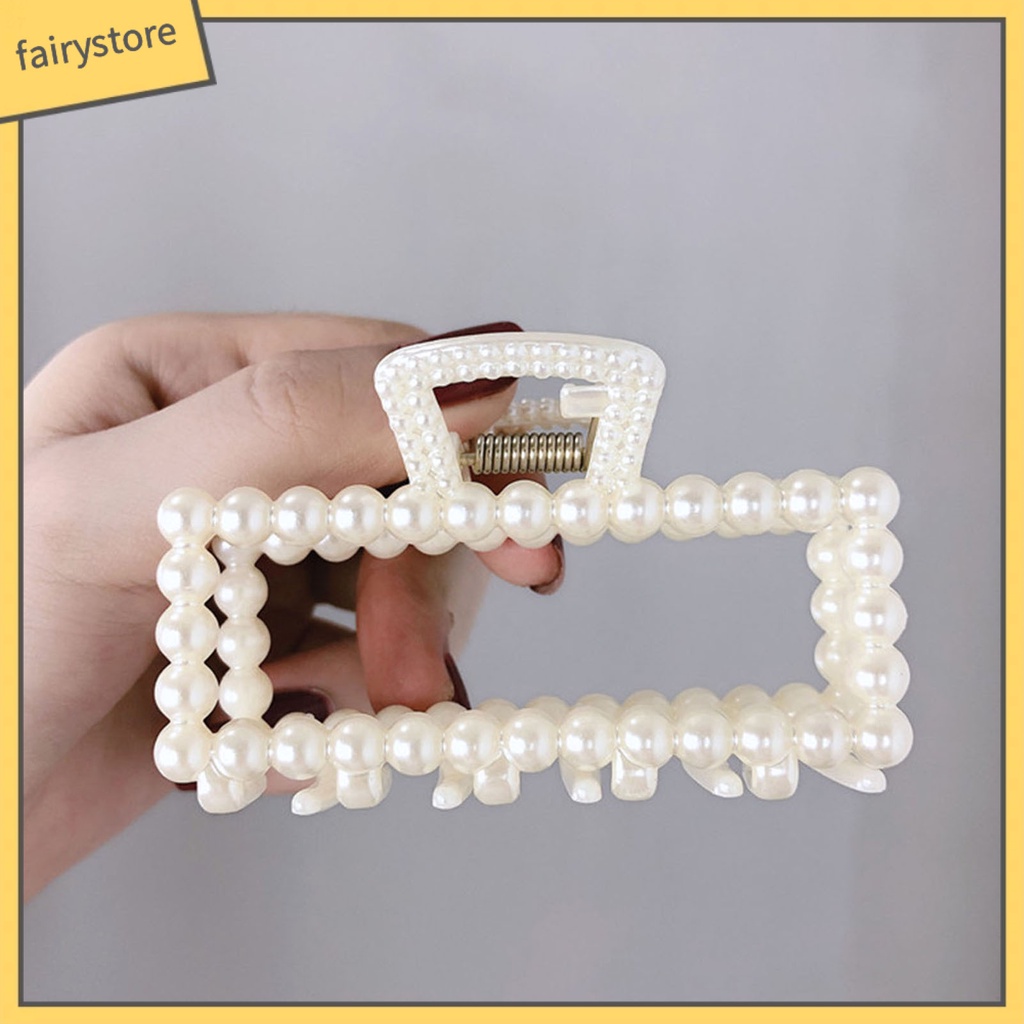 Kẹp Tóc Càng Cua Lớn Đính Ngọc Trai Giả Thanh Lịch Cho Nữ