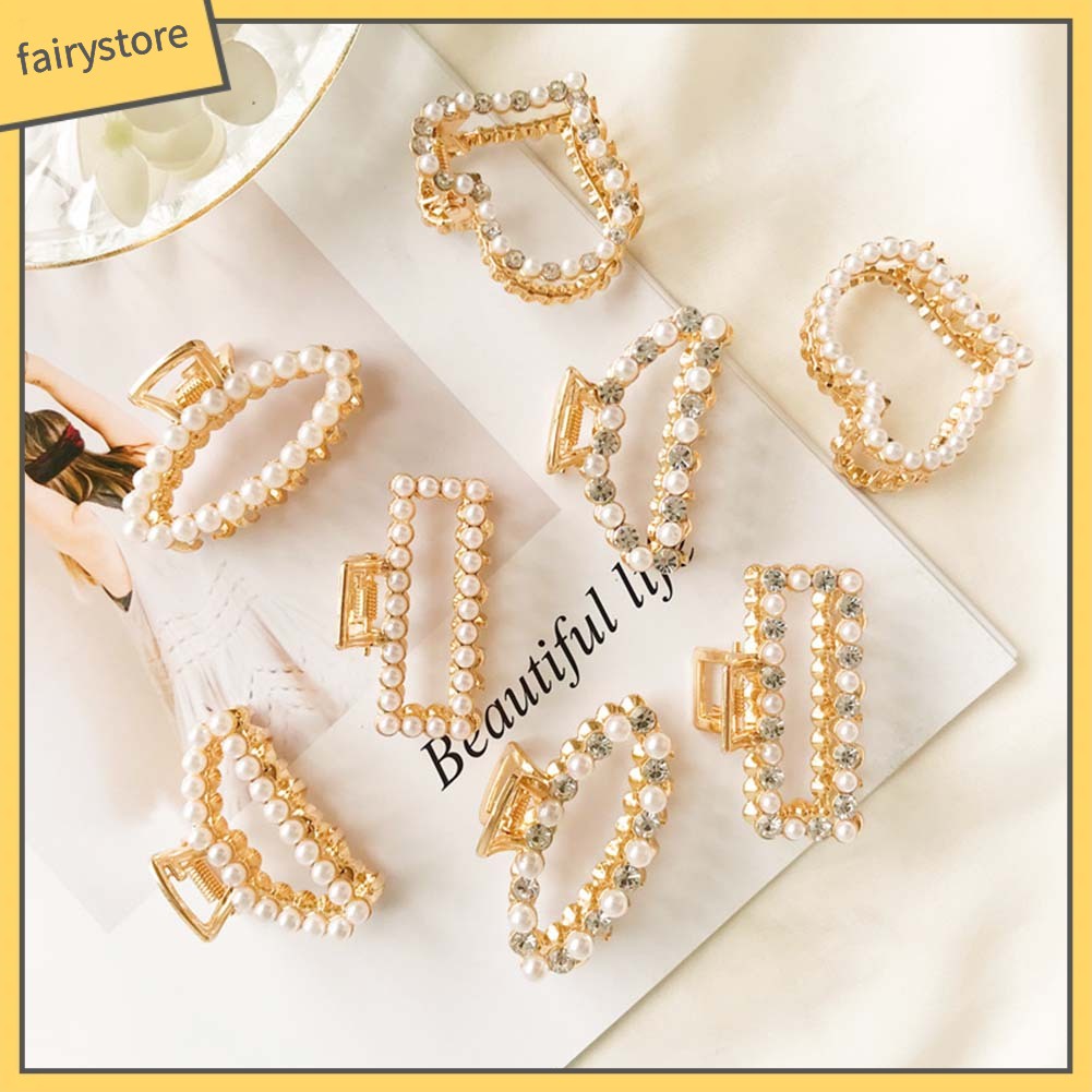 Kẹp Tóc Đính Đá Ngọc Trai Nhân Tạo Thời Trang Dành Cho Nữ Giá Đỡ