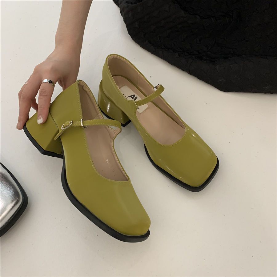 Giày Cao Gót Da Đế Dày Thời Trang Mùa Hè Phong Cách Pháp Cho Nữ