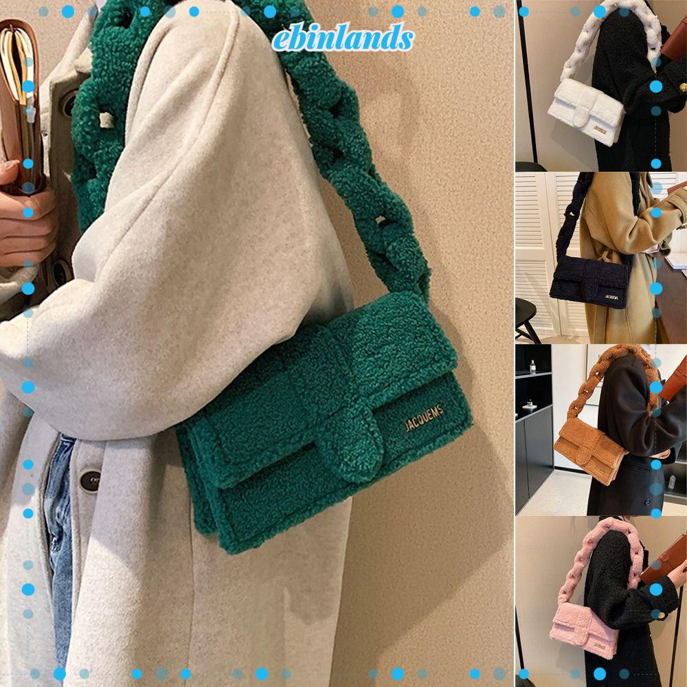 Ebinlands Túi Tote Nhung Dệt Hình Vuông Đeo Dưới Cánh Tay Phong Cách Retro Mùa Đông