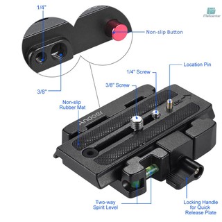 Andoer Video Camera Tripod Quick Release Clamp Adapter with Quick Release Plate Compatible for Manfrotto 501 500AH 701HDV 503HDV Q5 Head