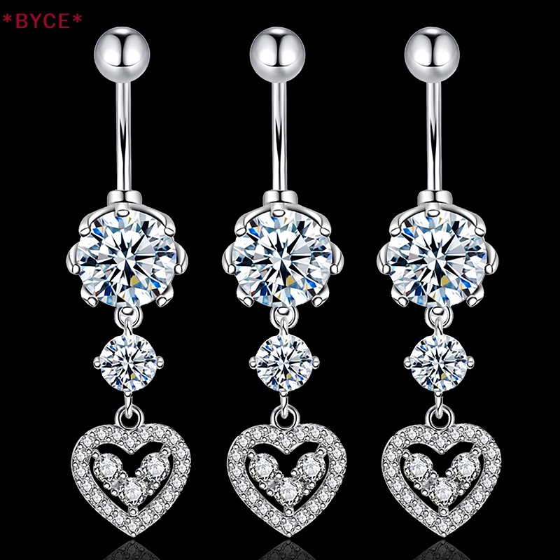 Khuyên Rốn Bằng Thép Không Gỉ Đính Đá Zircon Hình Trái Tim Thời Trang Cho Nữ Mới