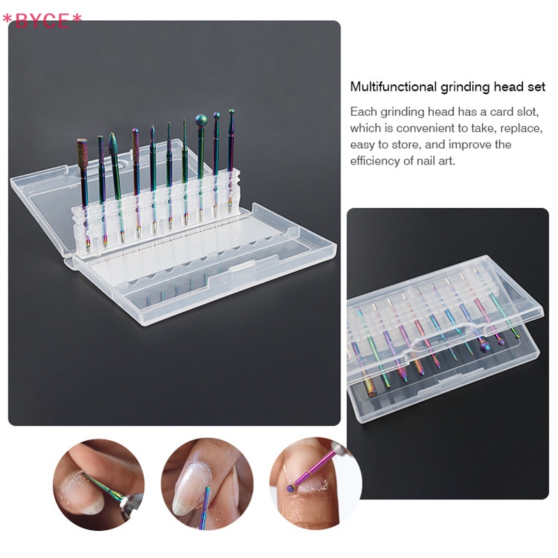 Set 10 Mũi Khoan Móng Tay Bằng Sứ Acrylic Tiện Dụng Mới