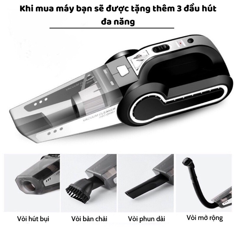 Máy Hút Bụi Oto Đa Năng, Sử Dụng Cho Gia Đình, Trên Xe Oto, Lực Hút Khỏe, Bơm Hơi Kiểm Tra Áp Suất Lốp, Bảo Hành 12T