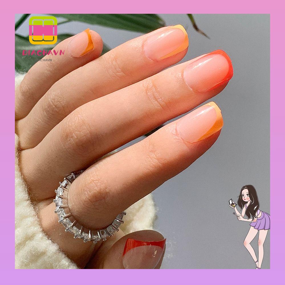 Hộp 24 Móng Tay Giả Đầu Vuông Che Phủ Toàn Diện Kiểu Pháp