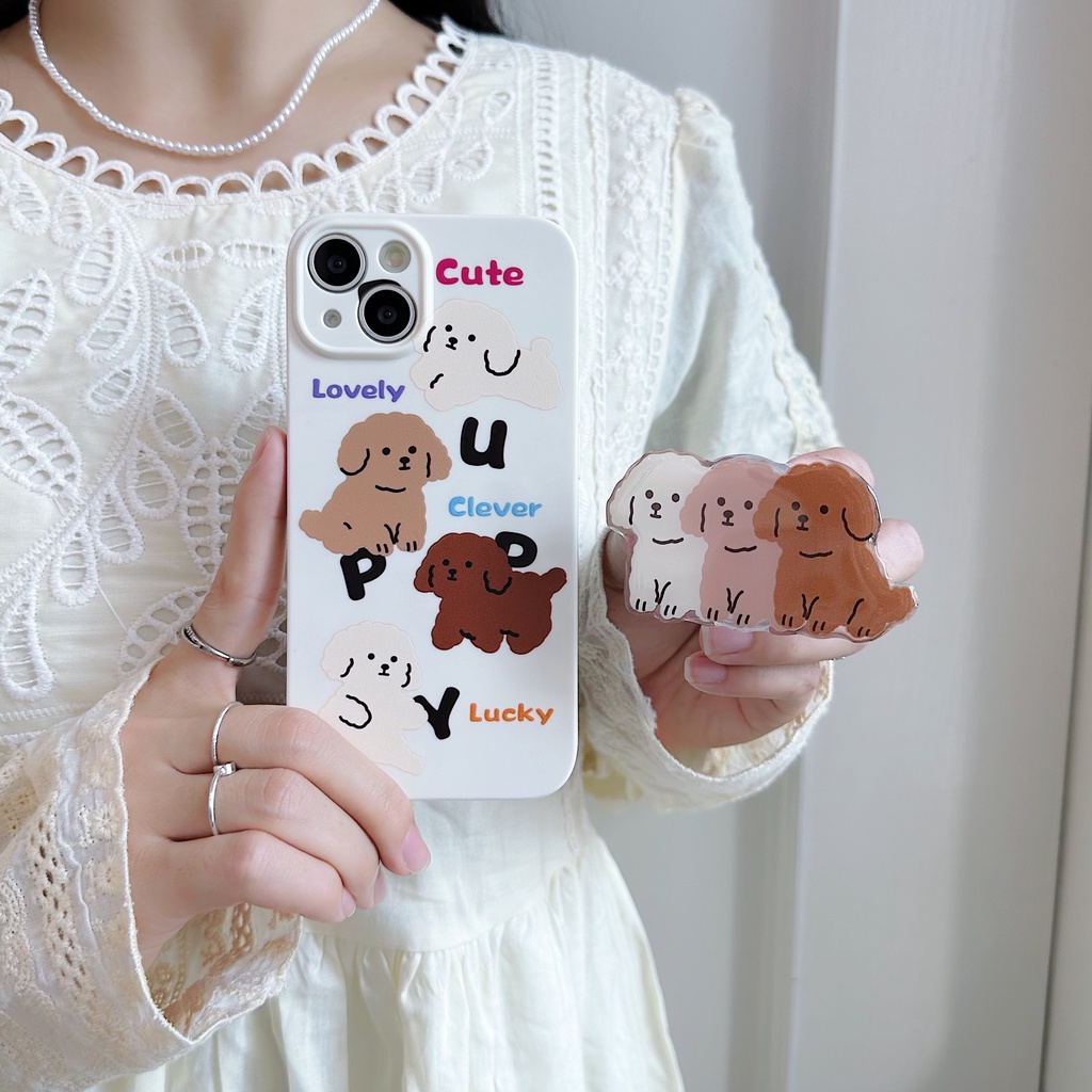 Ốp Điện Thoại TPU Dẻo Họa Tiết Hoạt Hình Chú Chó Phong Cách Hàn Quốc Cho iPhone 13 12 11 Pro Max 14 Plus