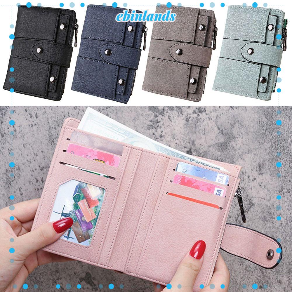 Ví Da PU Gập Ba Mini Màu Trơn Đựng Tiền / Thẻ Phong Cách Châu Âu Cho Nữ