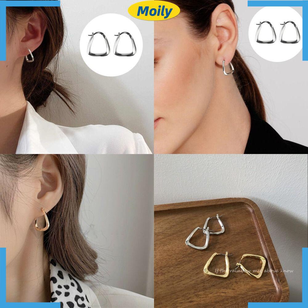 MOILYVN Set 3 Đôi Bông Tai Tròn Bằng Kim Loại Màu Sắc Cổ Điển