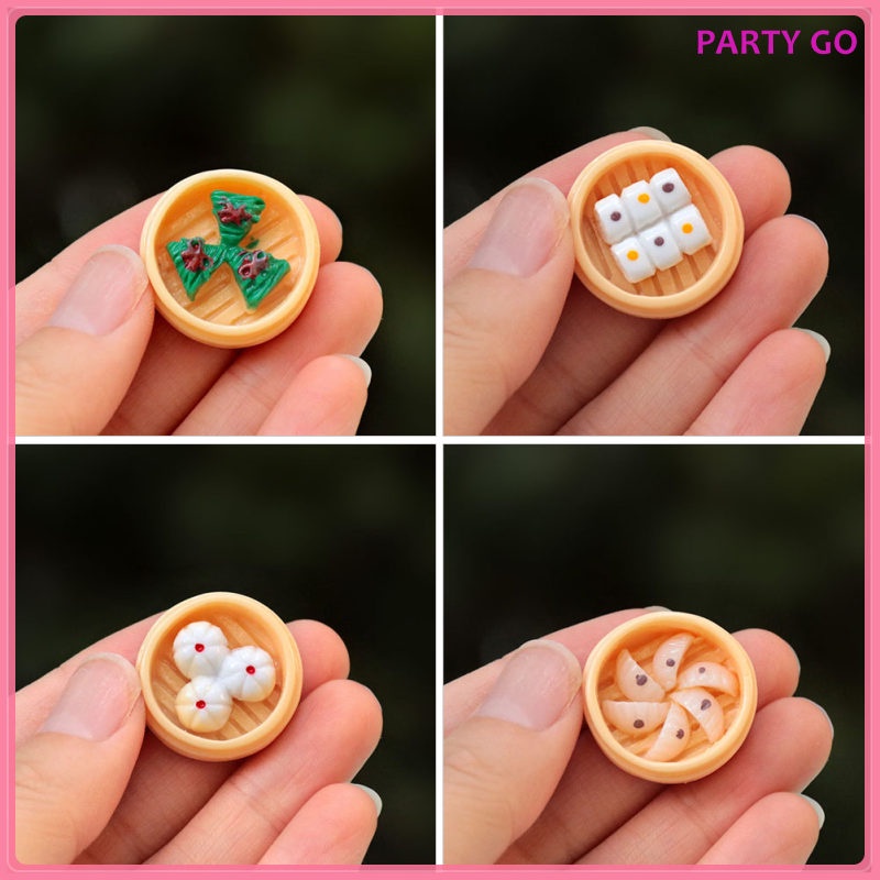 Set 12 Mô Hình Bánh Bao Hấp Mini Bằng Nhựa Resin Kích Thước 2.4X0.9CM Để Bàn Trang Trí