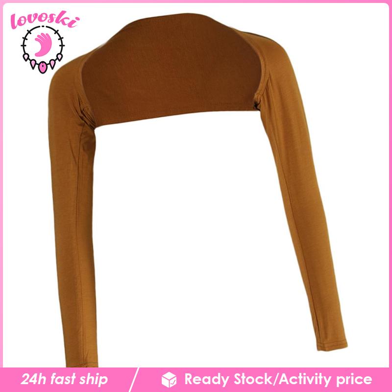 [Lovoski] Ramadan Đầm Trắng Tay Dài Hở Vai Co Giãn