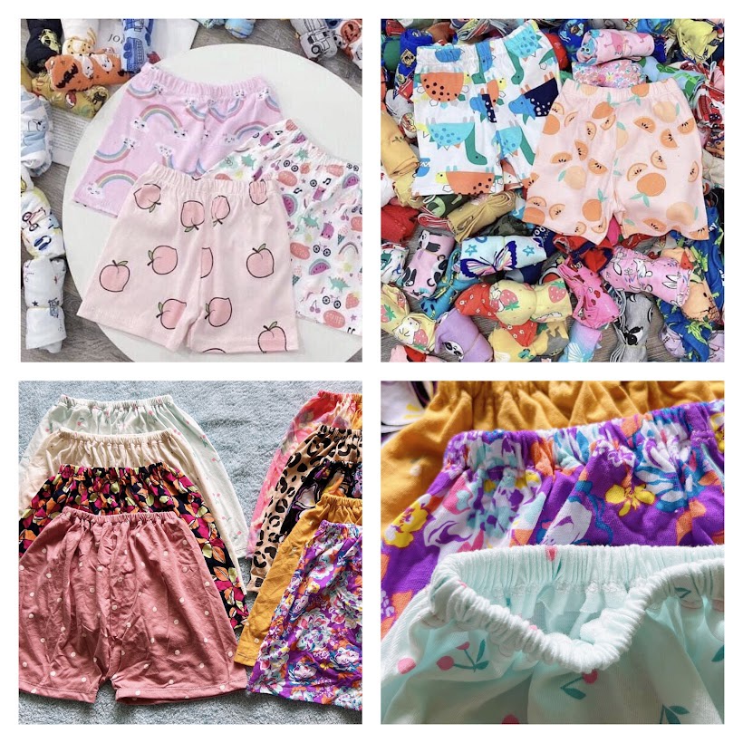 Quần đùi bé trai bé gái thun cotton co giãn nhiều họa tiết ngẫu nhiên MamLa ML175