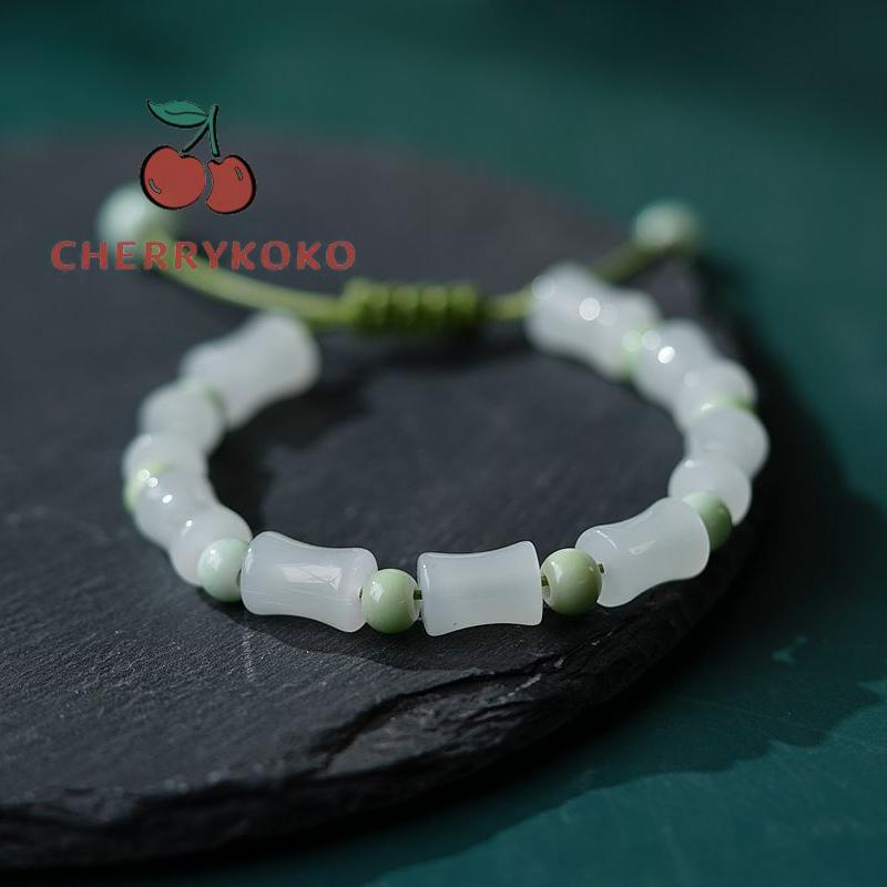 🍒🍒CHERRYKOKO Vòng Đeo Tay May Mắn Dạng Bện Bằng Tre Có Thể Điều Chỉnh Dành Cho Bạn Gái