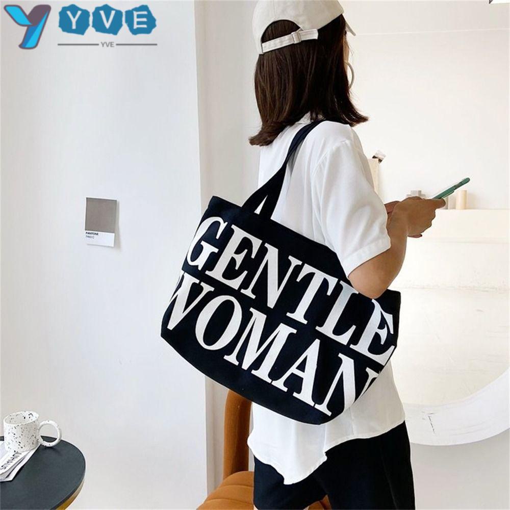 YVE Túi Xách Canvas Cỡ Lớn In Chữ Thời Trang Cho Nữ