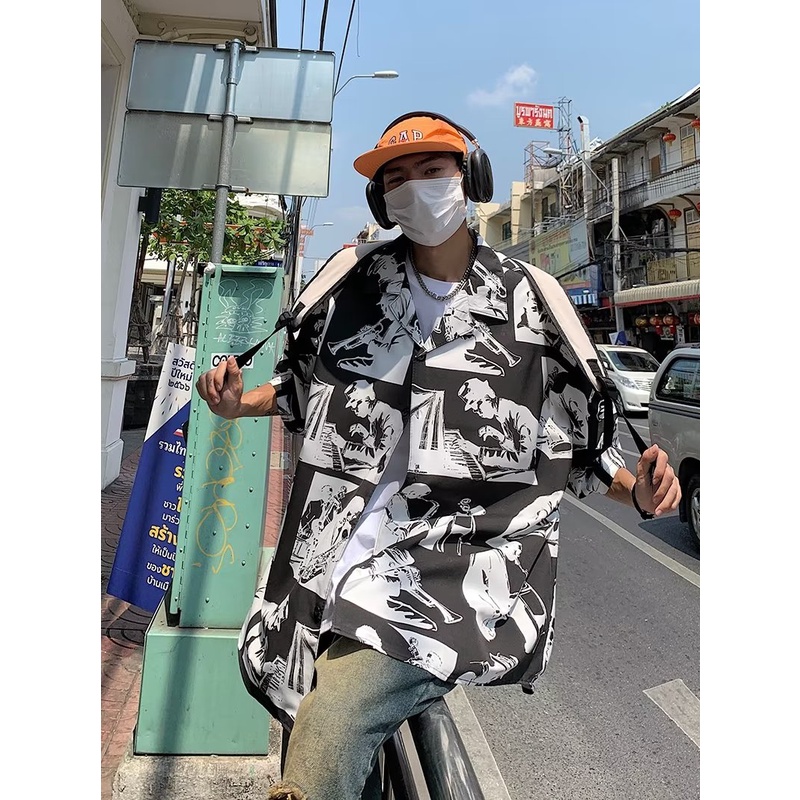 Toàn Bộ Áo Sơ Mi Ngắn Tay Thoáng Khí In Họa Tiết Hoa Phong Cách Hip Hop Mỹ Thời Trang Mùa Hè Cho